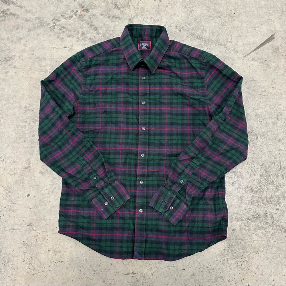 UNTUCKit Shirt Mens Large Slim Fit Rousseau Button Up Plaid Long Sleeve Cotton
